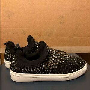 Steve Madden Black Rhinestone Slip-On Loafers